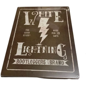 12" X 17" METAL SIGN WHITE LIGHTNING BOOTLEGGERS BRAND TIN SIGN NEW - Picture 1 of 1