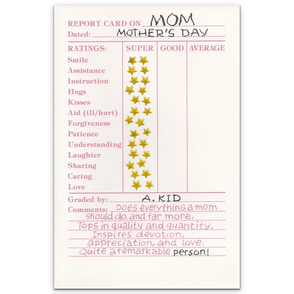 Divertida tarjeta del día de la madre del niño, boletín de calificaciones de American Greetings + sobre Foto 1 de 4
