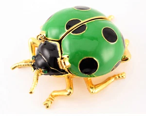 Grüner Marienkäfer Schmuck Schmuckkästchen Sammlerstück süß Tier Käfer Insekt Geschenk 02068A - Bild 1 von 5