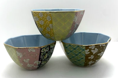 Anthropologie Bibi Stoneware Nut Bowl Blue New Soldout Set of 3 - Image 1 of 4