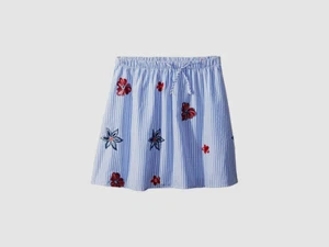$45 People's Project LA Girls Blue Floral Patch Stripe Sandy Woven Skirt Size M - Picture 1 of 2