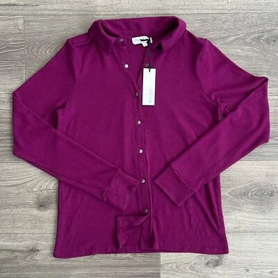 Camiseta polo Michael Stars Helen Snap frontal XS Madison escovada roxa baga - Imagem 1 de 4