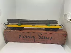 Hornby Series O Gauge Prewar RS669 No.2 Lumber Wagon Yellow & green Boxed - Picture 1 of 12