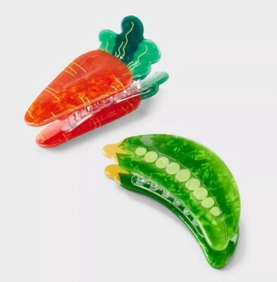 Juego de 2 pinzas para el cabello con garra acrílica para guisantes y zanahoria - A New Day™ naranja y verde Foto 1 de 4