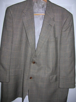  Hart Schaffner & Marx gold trumpeter 48R 2B grey windowpane (S20) - Image 1 of 4