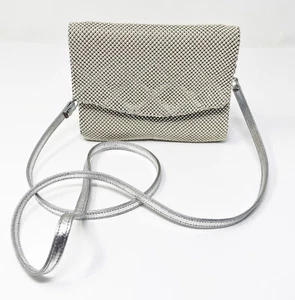 VTG Whiting Davis USA Silver Metal Chainmail Small Crossbody Evening Bag Purse - Picture 1 of 10