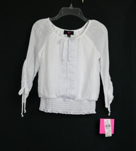 IZ Amy Byer Girls White 3/4 Sleeve Top Blouse Size S (7/8) NWT - Picture 1 of 4