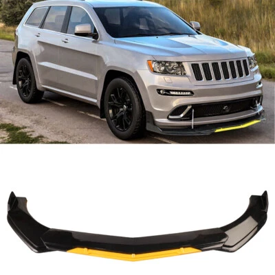 For JEEP Grand Cherokee Front Bumper Lip Spoiler Splitter Glossy Black Yellow Foto 1 de 4