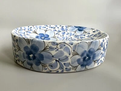Vintage Hand Painted Blue & White Porcelain Soap Dish Signed - Image 1 of 4