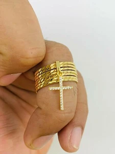 14K Gold Filled Cross Ring Semanario / Weekly ring / Anillo Semanrio de Cruz Oro - Picture 1 of 6