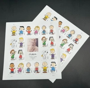 (2) CHARLES M SCHULZ Peanuts Charlie Brown Snoopy Full Mint Sheets of 20 stamps - Picture 1 of 3