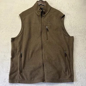 Solaris Men’s Full Zip Fleece Vest 2XLT Brown Sleeveless Mock Neck Pockets - Picture 1 of 15