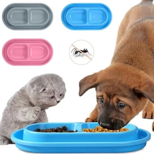 Plastic Double Twin Pet Bowl For Dog Or Cat Food Water Dish- Station P2M6 - Picture 1 of 15