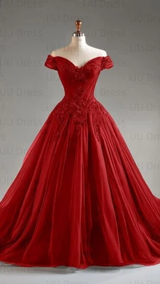 Gothic Wedding Dresses Vintage Dress Off Shoulder Lace Appliques Bridal Gowns - Image 1 of 4