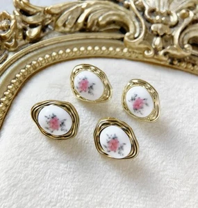 10pcs 15x12mm Bronze shiny gold vintage rose oyster oval clothing shank button - Picture 1 of 5