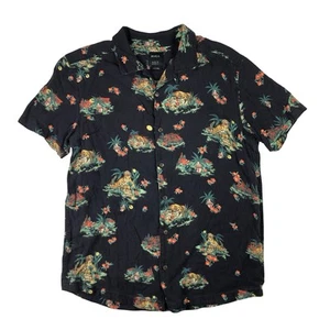 RVCA Tiger Hawaiian Print Mens Medium Short Sleeve Button Up Shirt - Picture 1 of 5