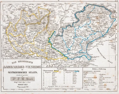 Lombardei Venedig Landkarte Stahlstich von Streit 1837 Passepartout - Bild 1 von 4
