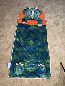 Hugfun Dinosaur Slumber Bag Plush Green Orange Triceratops Kid Sleepover Hug Fun - Picture 1 of 5