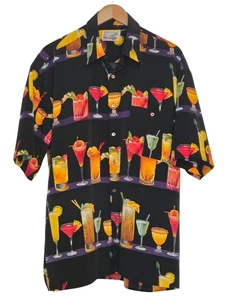 Monticello Vintage Retro Hawaiian Shirt Men’s Large Cocktail Drinks Print Y2K - Picture 1 of 5