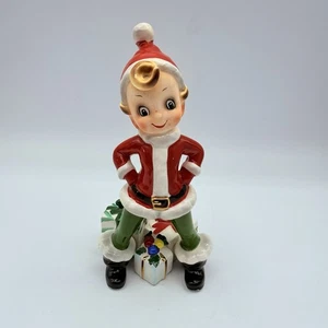 Vtg Josef Originals Ceramic Christmas Elf Pixie With Presents Japan - Picture 1 of 10