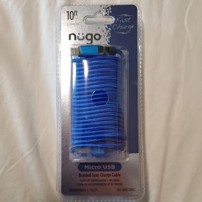 ⚡️ Nugo 10' FAST Charger Sync Cable Fast Charge Blue Braided 3.04m iTech361 - Image 1 of 4