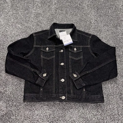 Vintage Guess Girls Denim Jean Jacket USA Made Girls XL Class Act Black New Rare - Image 1 of 4