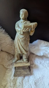 Antique Vintage Chinese Hand Carved Soapstone Asian Girl Statue Figure 11" - Picture 1 of 5