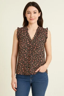 BB Dakota by Steve Madden Floral Top Black Ditsy Sz Small S NWT Romantic Boho - Image 1 of 4