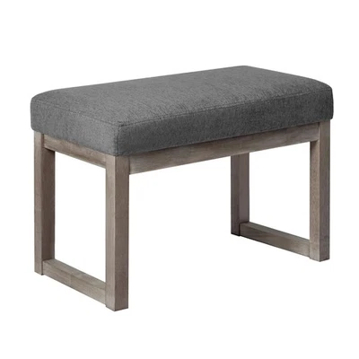 Banco otomano rectangular CangLong 27" gris lino aspecto poliéster reposapiés Li... Foto 1 de 4