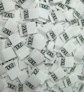 50 PCS WHITE TAFFETA WOVEN CLOTHING LETTER SIZE TAG LABEL - SIZE 2XL - Picture 1 of 1