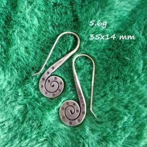 Fine Sterling Silver Earrings 925 Handcraft Tribal Jewelry Hoops Vintage ERA1207 - Picture 1 of 6