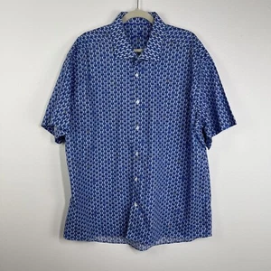 Bertigo Camicia Uomo 3XL Blu Stampa Insieme Slim Fit Bottone Milano Lindon Paris - Foto 1 di 11