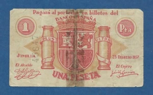 CONSEJO MUNICIPAL DE JUMILLA -- 1 PESETA ( 1937 ) -- RC -- SIN SERIE . - Picture 1 of 2