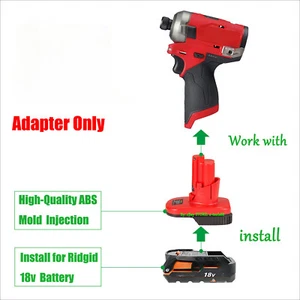 1x Adapter für Milwaukee M12 Werkzeug auf für Ridgid 18V Schieber Akku - nur Adapter - Bild 1 von 8