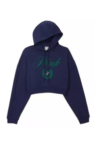 NWT PINK Everyday Cropped Hoodie Size Small Midnight Navy - Picture 1 of 5