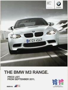 BMW M3 E90 Specifications 2011-12 UK Brochure Saloon Coupe Convertible 3-Series - Picture 1 of 1