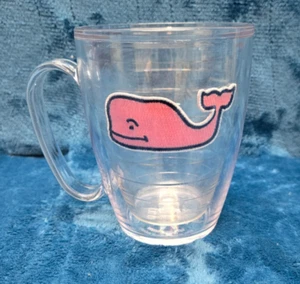 Vineyard Vines Tervis 16 oz Pink Whale Clear Tumbler Hot Cold Embroidered - Picture 1 of 5