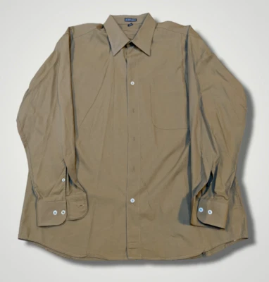 Camisa de vestir de diseñador Italia MONDO DI MARCO para hombre 16 32/33 TAN algodón extra fino Foto 1 de 4