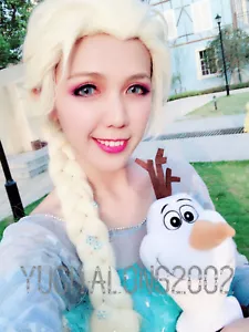 Frozen Elsa Cosplay Perücke wig costume Kostüm zopf gefrorene Königin blond zopf - Bild 1 von 2