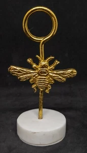 golden bumble bee place card/picture holder with stone base 5 inch tall - Picture 1 of 3