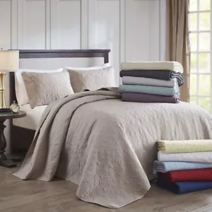 NEW! ~ XXX-L CLASSIC VINTAGE CHIC STITCH SCROLL COZY SOFT BEDSPREAD QUILT SET - Picture 1 of 12