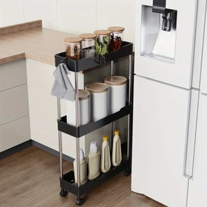 Bathroom Storage Rack with Wheels 3/4 Layer Rolling Utility Cart Bathroom Storag - Picture 1 of 14