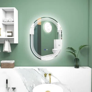 kleankin Bathroom Mirror with LED Lights, 3 Colours, Anti-fog, 70 x 50cm - Picture 1 of 6