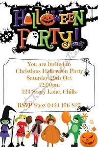 DIY Print Custom HALLOWEEN SCARY GHOST WITCHS PUMPKIN Birthday Party Invitations - Picture 1 of 1