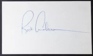 Rick Anderson (d. 1989) Seattle Mariners Autograph 3x5 Index Card Signed in Ink - Picture 1 of 1