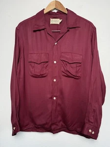 Vintage PENNEY'S Towncraft Maroon Longsleeve Button Shirt L 16-16 1/2 - Picture 1 of 10