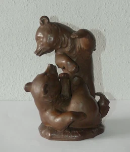 Böttger Steinzeug Figuren - Gruppe " Junge spielende Bären " Meissen 1. Wahl - Bild 1 von 9