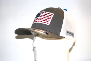 Columbia PFG Fish Flag Flexfit Fitted Mesh Ball Cap in Grey L/XL - Picture 1 of 5