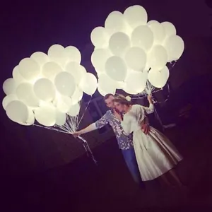 50x LED 30cm Helium Weiß Ballons für Hochzeit Party Kind Geburtstag Luftballon - Bild 1 von 12