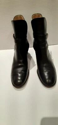 Botas Salvatore Ferragamo Femininas Marrom Couro Outono Meia Panturrilha Tamanho 7 B - Imagem 1 de 4